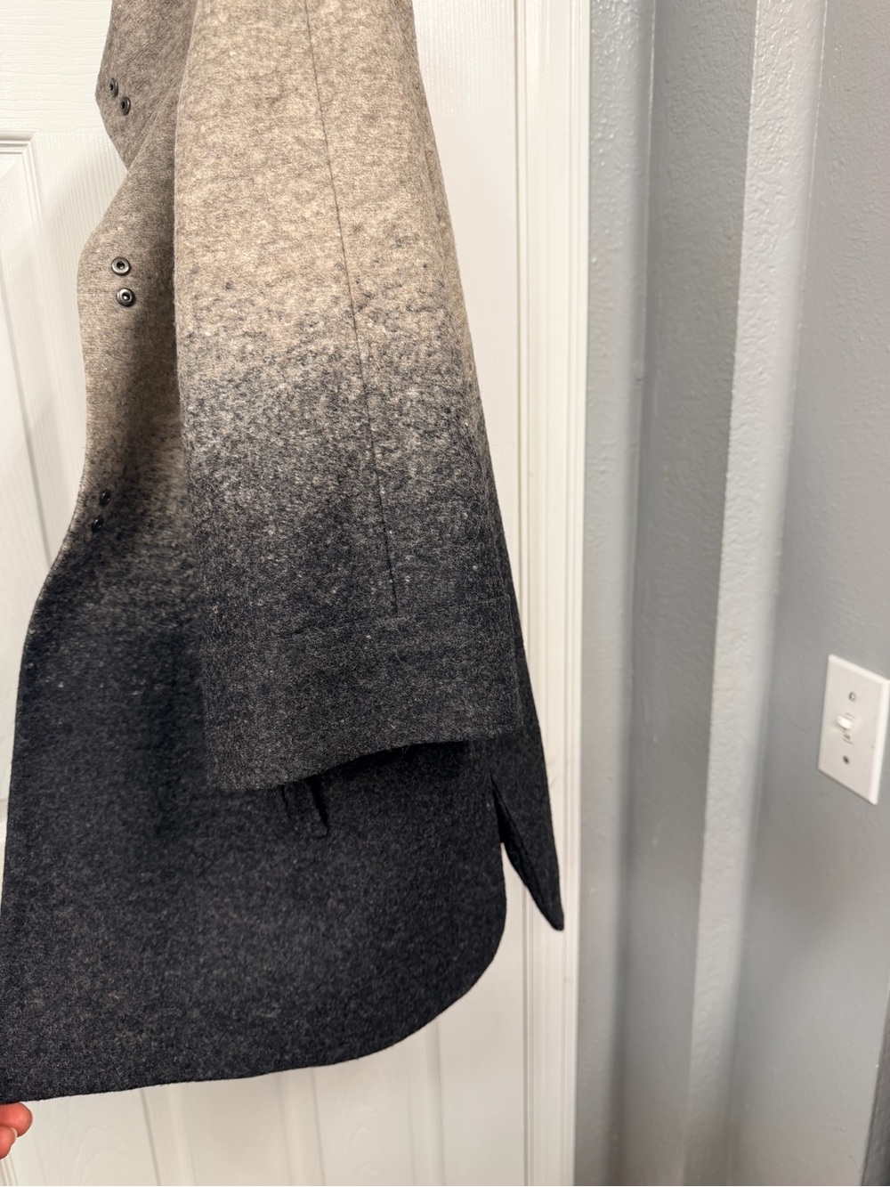 Nordstrom Ombre Wool-Blend Cape Coat in Gray and Black - Picture 2 of 4